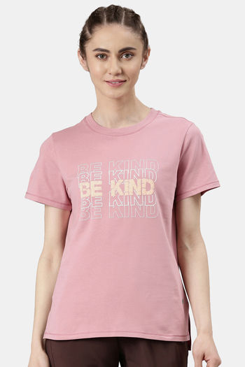Buy Enamor Relaxed Fitted Top - Mauve Love Be Kind Graphic